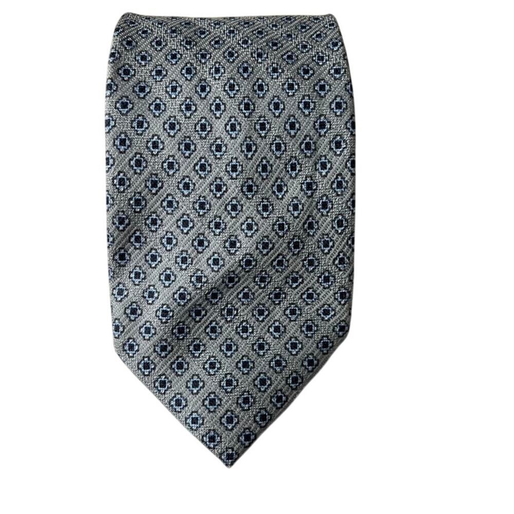 Ermenegildo Zegna Tie Gray Blue Geometrical